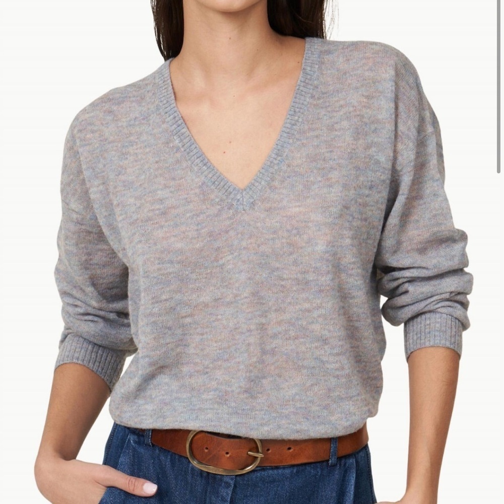 Hartford Sweater Womens Size 2 Blue 100% Linen Paris France Minimalist Capsule
